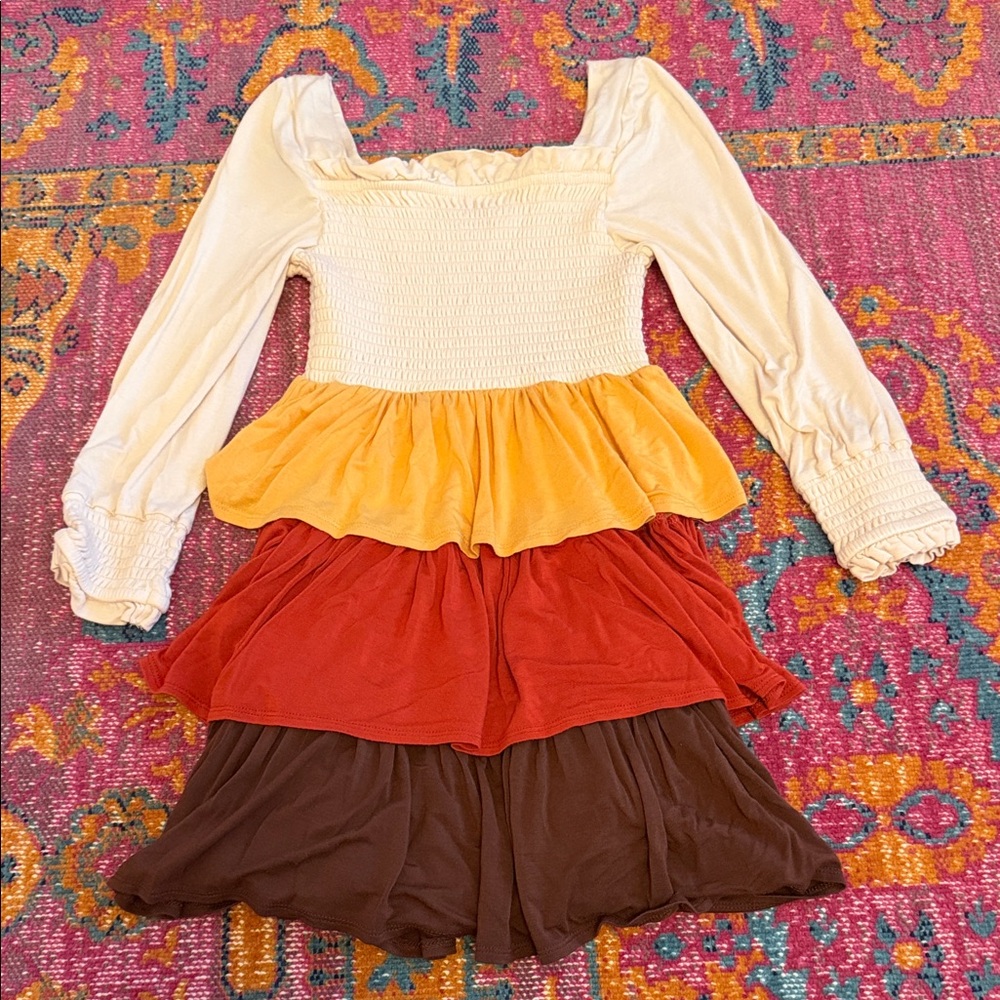 Rare Editions Cream Smocked Dress